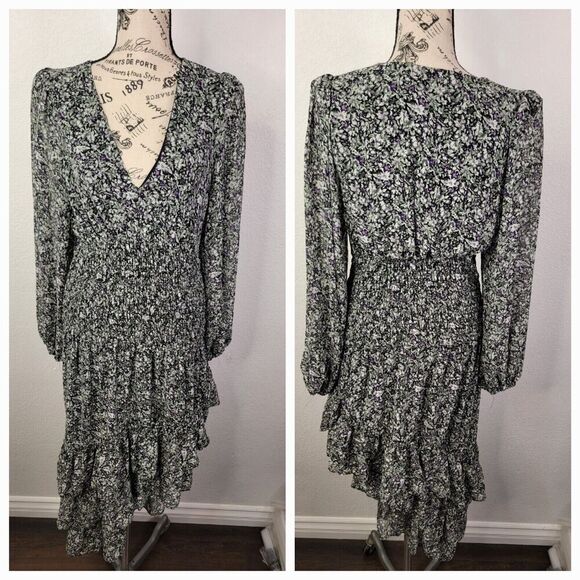 ASTR the Label Maxi Dress Small Tiered Long Sleeves Floral Cottagecore Bohemian - Picture 1 of 13
